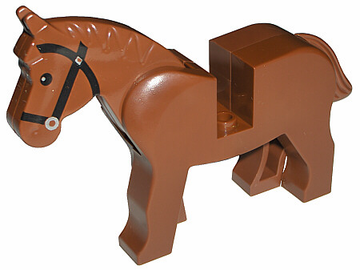 LEGO ANIMAL Horse, Reddish Brown with Black Bridle Pattern 4493c01pb05