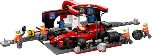 PRE-LOVED LEGO City Formula 1 F1 Pit Stop & Pit Crew with Ferrari Car 60443