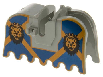 LEGO PART Horse Barding, Ruffled Edge with Lion Heads with Crowns on Blue and Yellow Background Pattern 2490px4