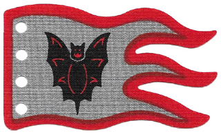 LEGO PART Cloth Flag 8 x 5 Wave with Red Border and Fright Knights Bat Emblem Pattern x376px2